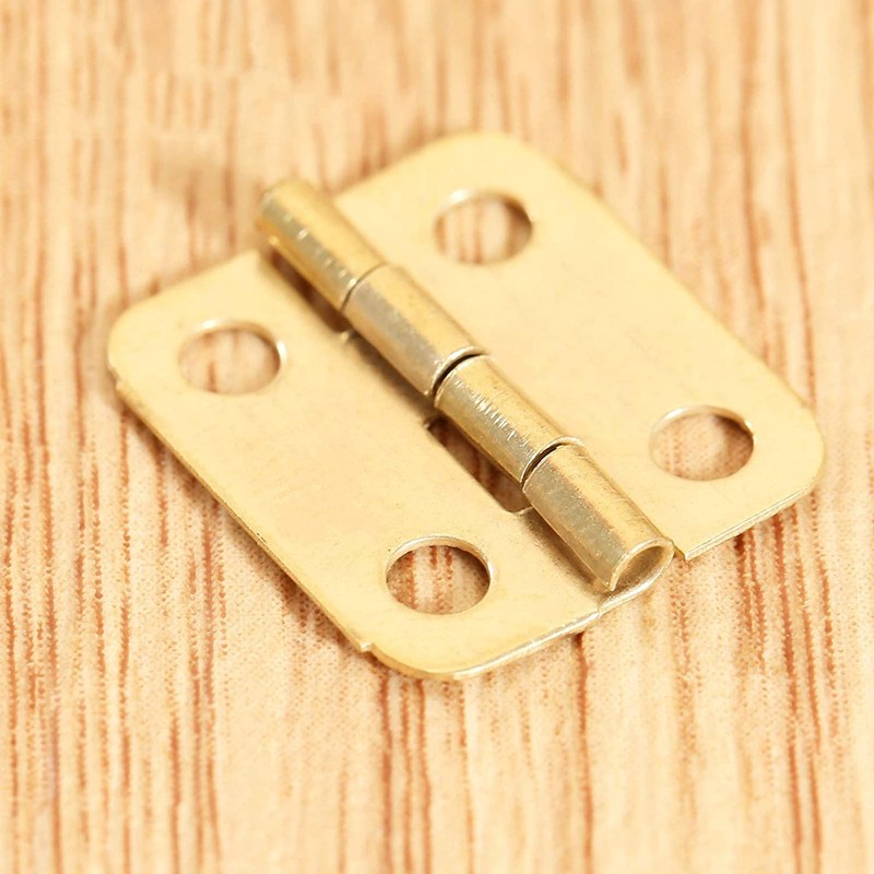 Mgoodoo Pack of 10 Mini Hinges Gold Stainless Steel Small