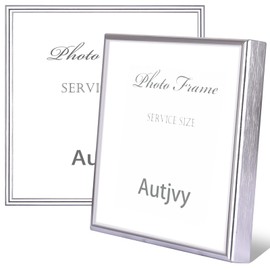 Autjvy 6x6 Picture Frame Set of 2, Silver Modern Simple Thin Aluminum Metal Square Photo Frames with HD Glass, Display for Tabletop and Wall, 2 Pack