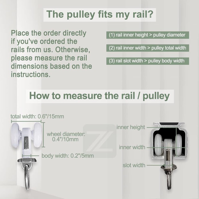 ZSHINE Aluminium Alloy Heavy-duty Curtain Rail Pulleys Runners(50pcs)