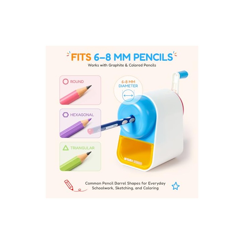 M&G Manual Pencil Sharpener, Hand Crank Pencil Sharpener for 6-8mm