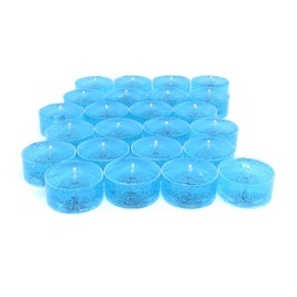 24 Pack Unscented BLUE AQUA Mineral Oil Based up to 8 Hours Tea Lights for Home Special Events and more by The Gel Candle Company