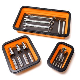 Cenforge Collapsible Magnetic Parts Tray Set, Magnetic Tray for Mechanic's, 3 Different Size Tool Trays for Small Metal Parts, Cool Mechanic Tools, Cool Gifts for Mechanic (Yellow)