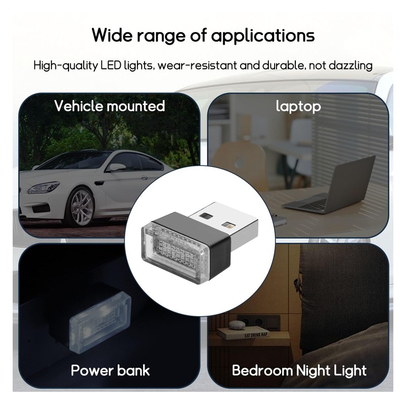 Dickno 4 PCS USB LED Car Interior Atmosphere Lamp, Portable