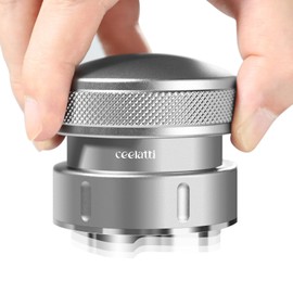 ceelatti Espresso Distributor 58 mm, Gravity Espresso Leveler for 58 mm Coffee Portafilter, Coffee Distributor for Barista, 304 Stainless Steel Base, 4-Blade Base, Silver Grey