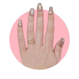 TUGE NAIL Blossom Serie SCT0CLMFBA Nägel zum Aufdrücken, Katzenaugen-Effekt, französische Spitze, C lang (19 mm) (Frühling, M, Standardgröße)