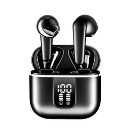 Nsiucion Wireless Earbuds, Bluetooth 5.3 Hi-Fi Stereo Headphones, Noise Cancellation 40 Hours Playtime Earphones, IPX4 Waterproof LED Power Display Headset for Sports Workout Running (Black)
