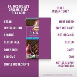 Dr. McDougall's Right Foods Organic Lower Sodium Black Bean Soup, 18 Fluid Ounce (Pack of 6)