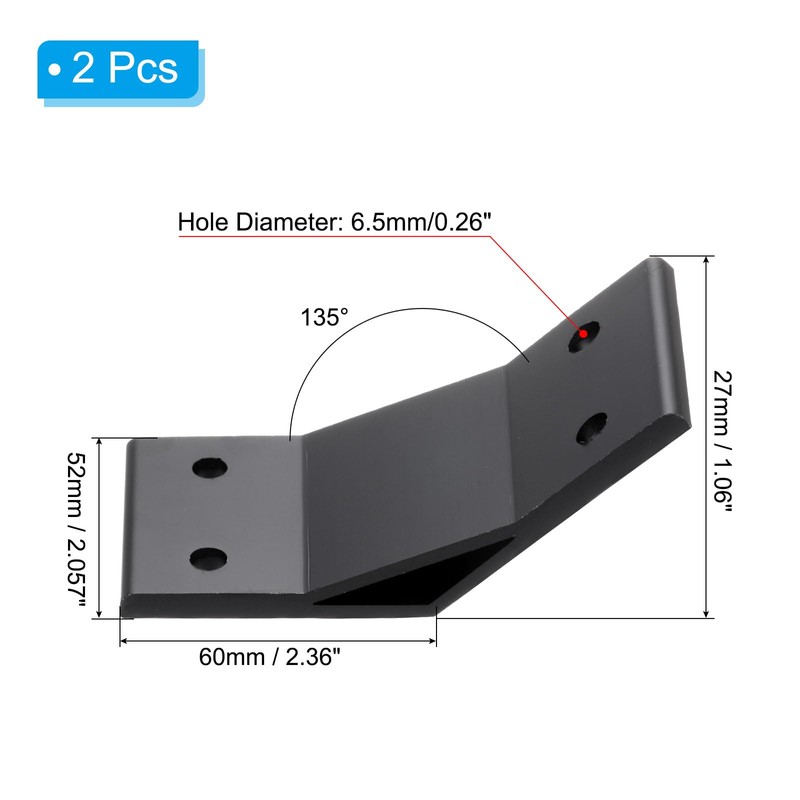 PATIKIL 135 Degree Angle Corner Brackets, 2Pcs 2.36x2.05 Inch Aluminum