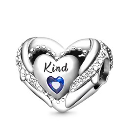 GNOCE Birthstone Charm for Charm Bracelet 925 Sterling Silver Love Heart Bead Happy Birthday Charms for Bracelet/Necklace Gift, Silver, Cubic Zirconia