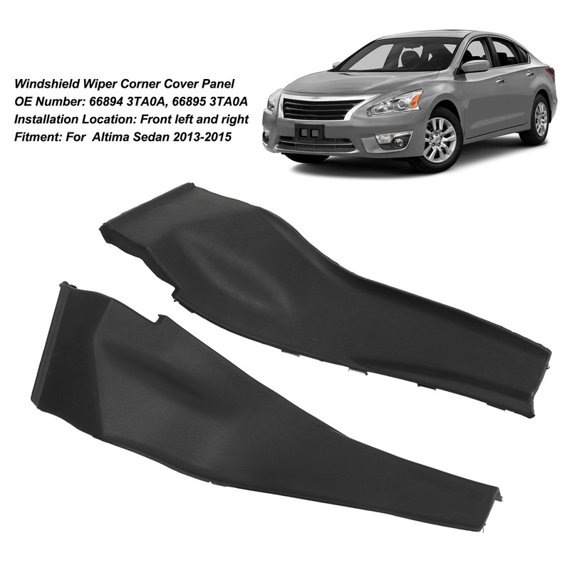 1Pair Front Cowl Extension Trim Cover Black Left Right Windshield