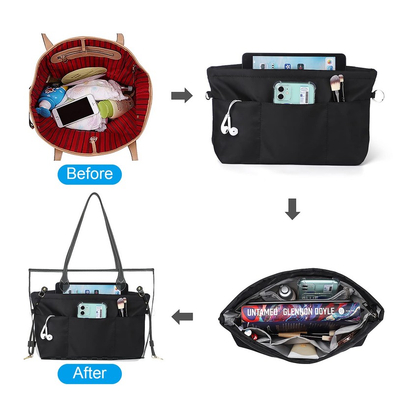 Etercycle Handbag Organiser, Nylon Bag Organiser with Key Ring, Inner
