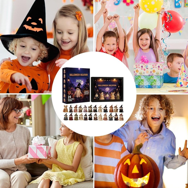 Calendario de cuenta regresiva Halloween 2026 – 24 fantasmas acrílicos