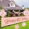 14 Pieces 40th Happy Birthday Decorations,Rose Gold 40th Birthday Party