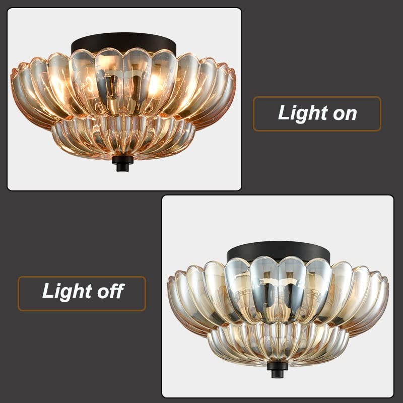 HYDELITE Modern Black Flush Mount Ceiling Light 3-Light Close to