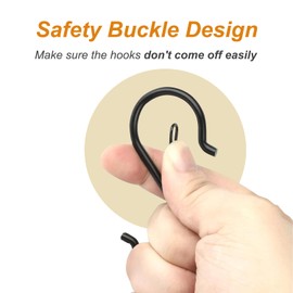 16 Pcs S Hooks for Hanging, 3.5-inch Heavy Duty Metal S Shaped Hooks with Safety Buckle Design, S Hooks for Hanging Plants, Kitchen Utensil, Closet, Pot, Pot Rack, Pan and Bags (Black)