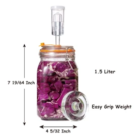 JILLMO Fermentation Jar, 1.5 Liter Glass Fermenting Jar with Fermenting Weights and Airlocks, Pack of 2