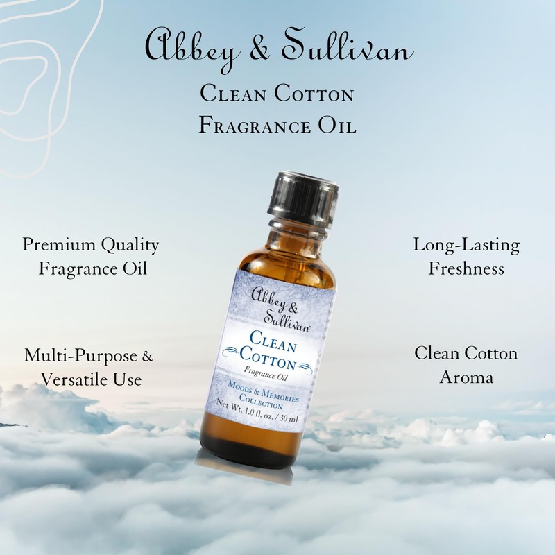 Abbey & Sullivan Fragrance Oil, Clean Cotton, 1 oz.