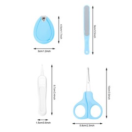 TecHong Baby Nail Clippers and Scissors Set - 4 in 1 Nail Care Pedicure Kit with Cute Case, Baby Nail Clipper, Scissor, Nail File & Tweezer for Newborn, Infant, Toddler, Kids - Blue