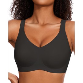 Gailife Womens Seamless Full Coverage Bra for Women Wireless Bras Push Up Bras with Soft Support Regular and Plus Size-Black-L