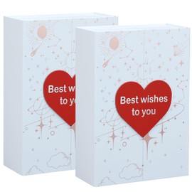 FairyHaus Gift Box with Lid for Presents, Magnetic Birthday Wedding Valentine Gift Box with Shinny Print and Heart Decor, Elegant White Gift Box for Women and Man Large 2Pack