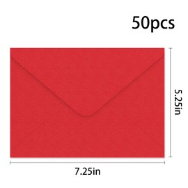 YINUOYOUJIA 50 PCS Pearl Red Envelopes A7,5 x 7 Red Shimmer Envelopes for Invitation,Perfect for Wedding Invitation Cards,Birthday RSVP Invite,5.25 x 7.25 inches