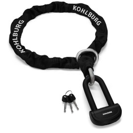 KOHLBURG 13 lbs Massive Motorcycle Security Chain Lock - 5 ft Long with Our Highest German Security Level 10plus of 10 - Heavy Duty Steel Chain 0.5" - Anti Theft Lock for Motorcycle Scooter & Ebike