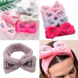 Set 6 banda Diadema Aplicar Maquillaje Skin Care Facial Moño OMG Colores Pastel Suave Acesorio Cabello Belleza Limpieza Facial 6 Piezas