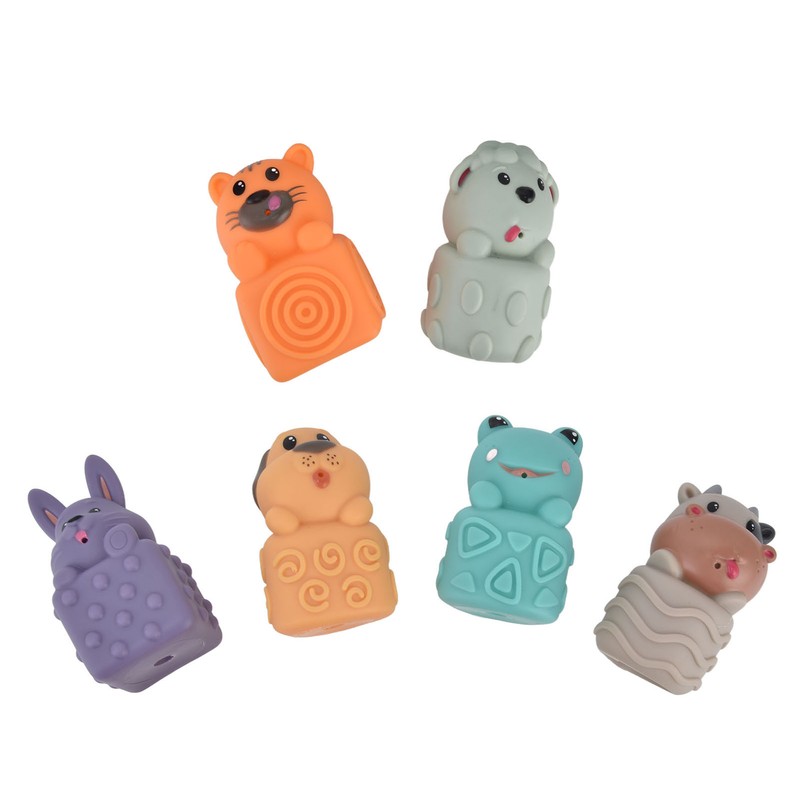 6pcs Baby Soft Blocks Animal Stacking Building Blocks Squeezing Teething