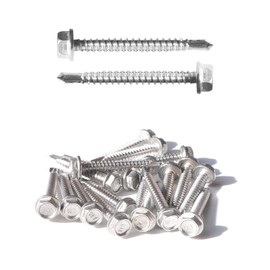 IMScrews 25pcs #8 x 1-1/2" Stainless Hex Washer Head Self Drilling Screws, 410 Stainless Steel Full Thread Sheet Metal Tek Screws