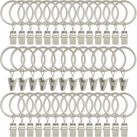 Paquete de 40 anillos de cortina con clips, clips para cortinas con anillos, ganchos para cortinas de 1.26 pulgadas de diámetro interior, se adapta a barras de cortina de hasta 1 pulgada