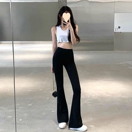 Women's High-Waist Super Slimming Casual Micro Yoga Summer Pants - Spring/Summer Black Blend Y 9002-White Yoga Vest + 2XL 5ea