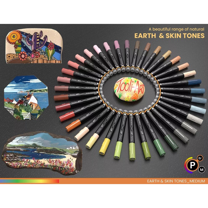 TOOLI-ART 36 Acrylic Paint Pens Skin and Earth Tones (3mm