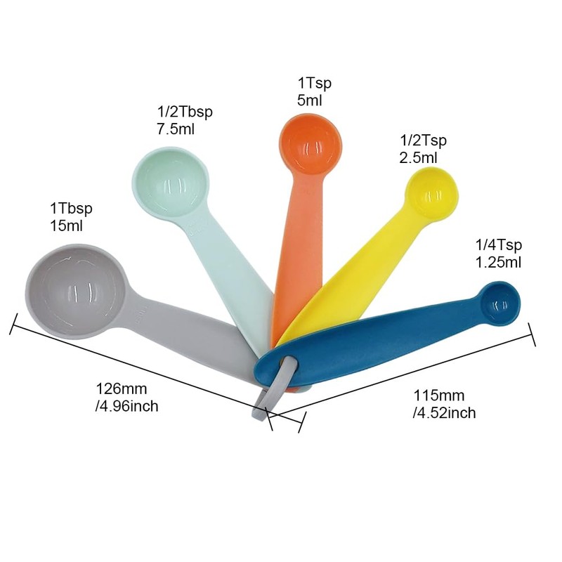 XINGSUI Measuring Spoons Set of 5 Different Capacity Color Measuring