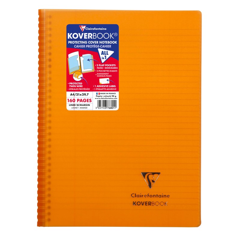 Clairefontaine 376801C College Notebook with Spiral Binding (Lined with Margin,