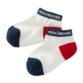 MIKI HOUSE 12-9606-149 WEB Exclusive Low Cut Socks, Socks, Sneaker Socks, Logo, Boys, Girls, Baby, Kids, Children's Clothes, Kindergarten Commuting to School, Red x Navy Blue