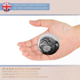 Destination Vinyl ltd Magnet for Refrigerator, Fridge BW - Cute Pug Puppy with Marigold Flower for Office, Cabinet and Whiteboard, Magnetic Stickers, 37494