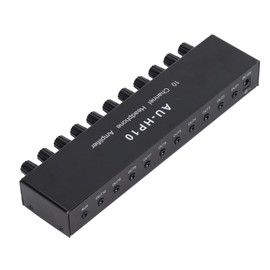 10 Channel Headphone Amplifier, 1 Input, 10 Outputs, Stereo Audio Splitter, Independent Control, DC 12V 29*8*4