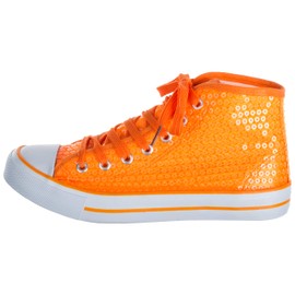 Brandsseller Women's Glitter Trainers Sequins Ankle High Lace-up Shoes (V.i.p. Us Kölle) - orange, size: 39 eu