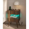 JOONEE Nightstand with Charging Station and LED Lights,Modern Bedside Table