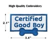 FITZNORA Certified Good Boy Patch with Blue Embroidery Letters, Hook