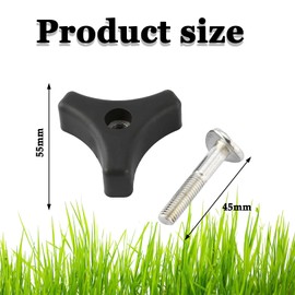 2 Pcs Universal Lawnmowers Handle Wing Nut And Bolt, triangle Knob Handle Nut Screw Bolt, Wing Nut And Triple Angle Mower Handle Bolt Lawn Mower Handle for Lawn Mower Parts Machine