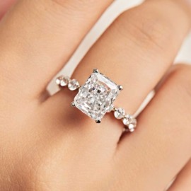 Michooyel S925 4.0ct Radiant Cut Engagement Ring Cubic Zirconia Wedding Ring Sterling Silver Bridal Ring Fine Jewelry For Women