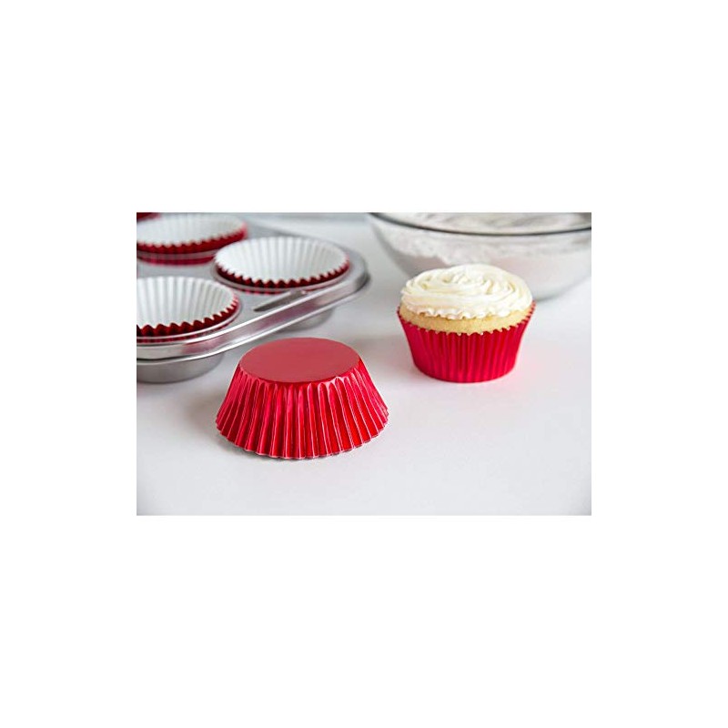 Fox Run 4926 Red Foil Bake Cups, Standard, 32 Cups