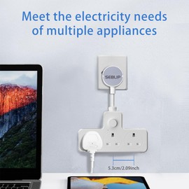 SEBLIP Power Socket Expansion, with 3 Sockets, Independent Switch, Power Board and Expansion Board, Suitable for Multi Scene Cable Free Wall Adapters (3-Digit Socket)