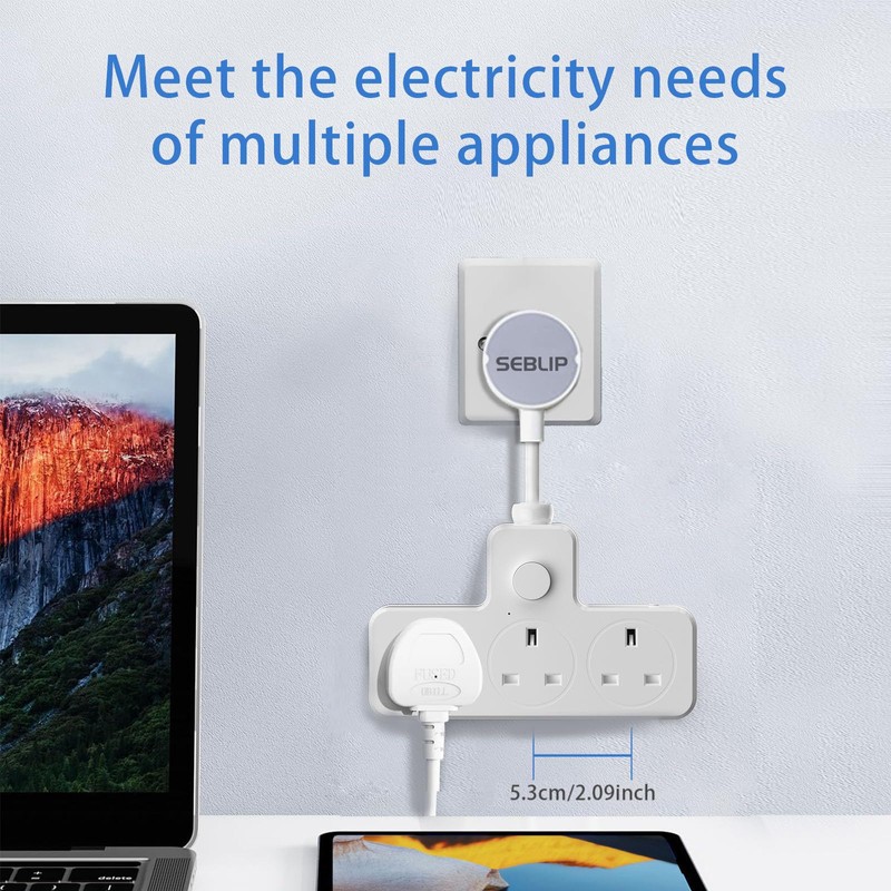 SEBLIP Power Socket Expansion, with 3 Sockets, Independent Switch, Power