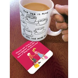 Bold & Bright - Funny 'Money Doesn't Buy Happiness' Coaster - Small Gift Ideas For Her - Friends Birthday - Colleague Work Office - New Home Gift - Presents For Ladies Women - Sold By Brainbox Candy