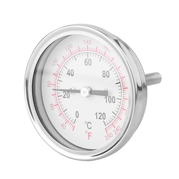 Hot Water Pipe thermometer 0-120C 63MM Waterproof Dial Horizontal Aluminum Temperature for Reading the Temperature of Hot Water Pipe, Air Conditioner Pipe, Oil Tank, etc