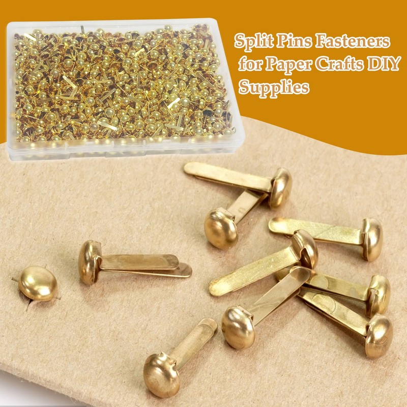 Apalie 600PCS Gold Brads,0.3 x 0.65 Inch Paper Fasteners,Metal Round