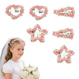 Flower Girl Hair Accessory Clip Side Barrettes for Women Thin Thick Hair Christmas Festival Hair Clips for Women Ladies Decorative Triangle Heart Hairclip Party Favor Barrettes Daily Wear Hairclip