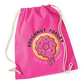 Hippowarehouse Doughnut forget that life is sweet Drawstring Cotton School Gym Bag 37cm x 46cm, 12 litres